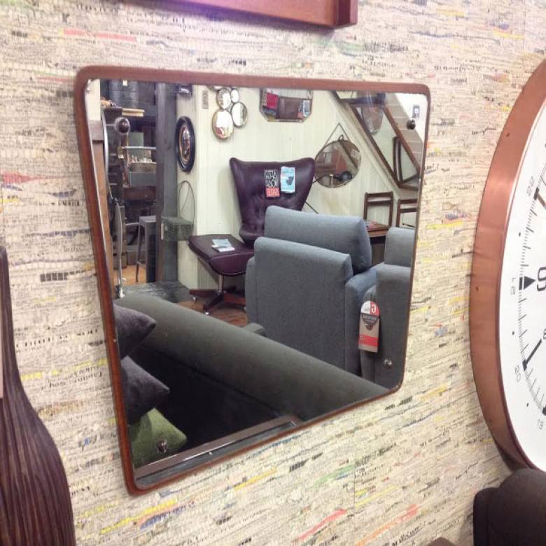 Teak Framed Mirror Surface Mounted Rectangular