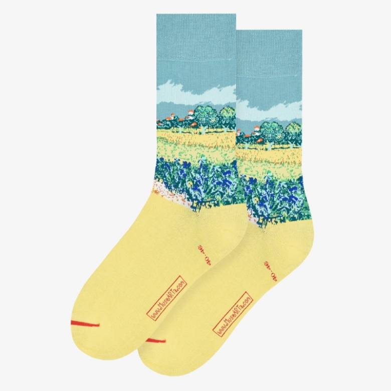 Van Gogh Field With Irises - Pair Of Cotton Socks