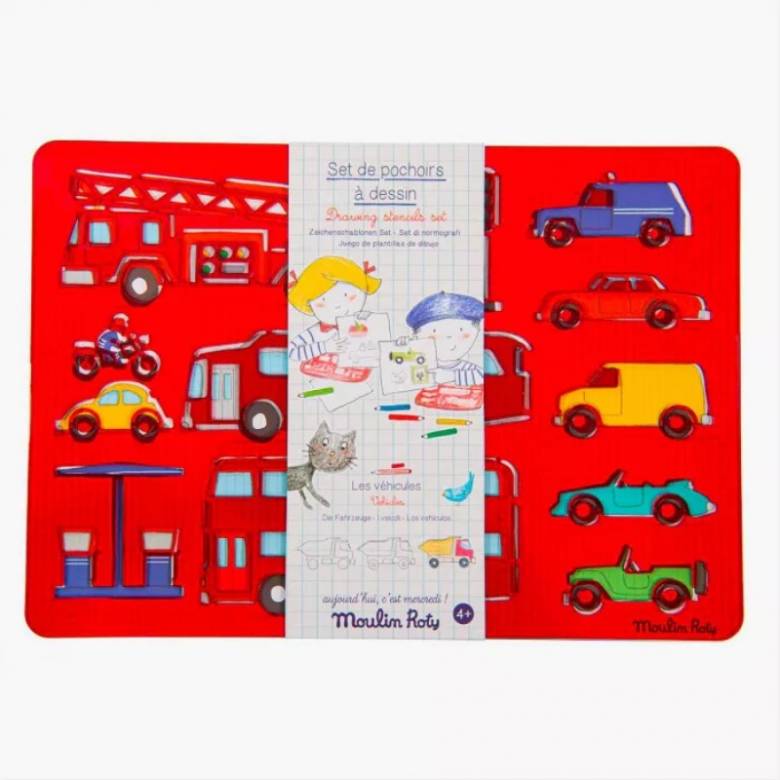 Vehicles - Drawing Stencils Set By Moulin Roty 4+