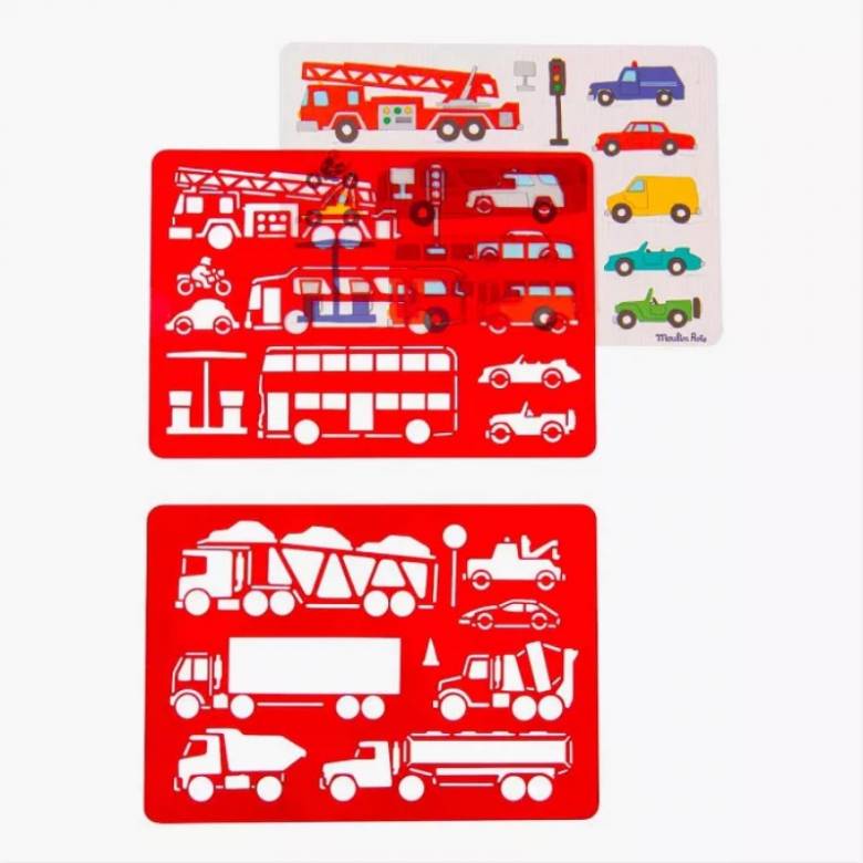 Vehicles - Drawing Stencils Set By Moulin Roty 4+