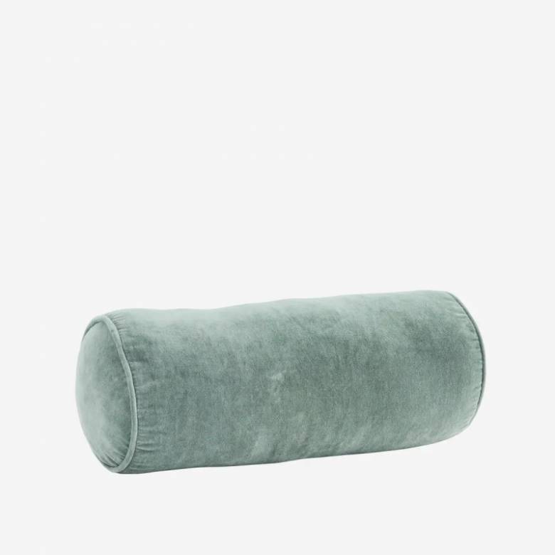 Velvet Bolster Cushion In Aqua