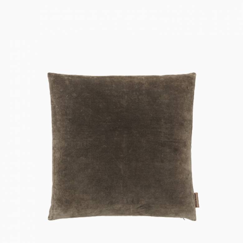 Velvet Soft Square Cushion In Taupe