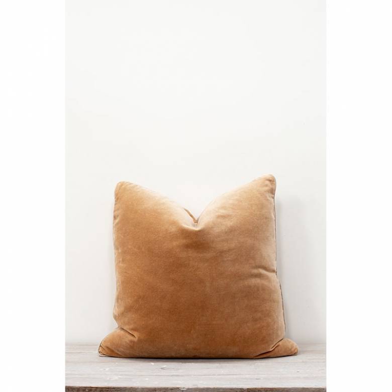 Velvet Square Cushion In Camel 50x50cm