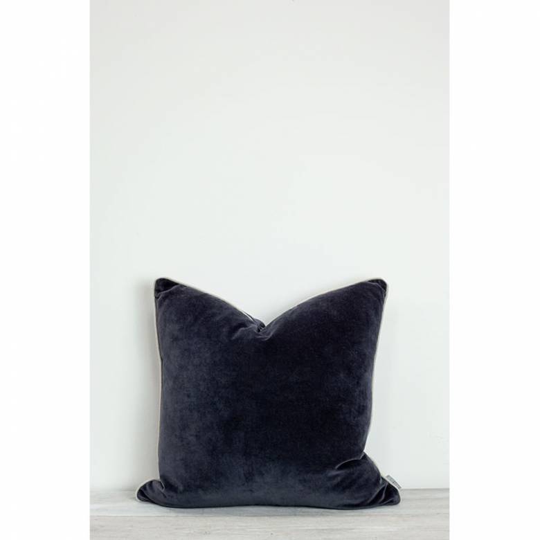 Velvet Square Cushion In Indigo 50x50cm