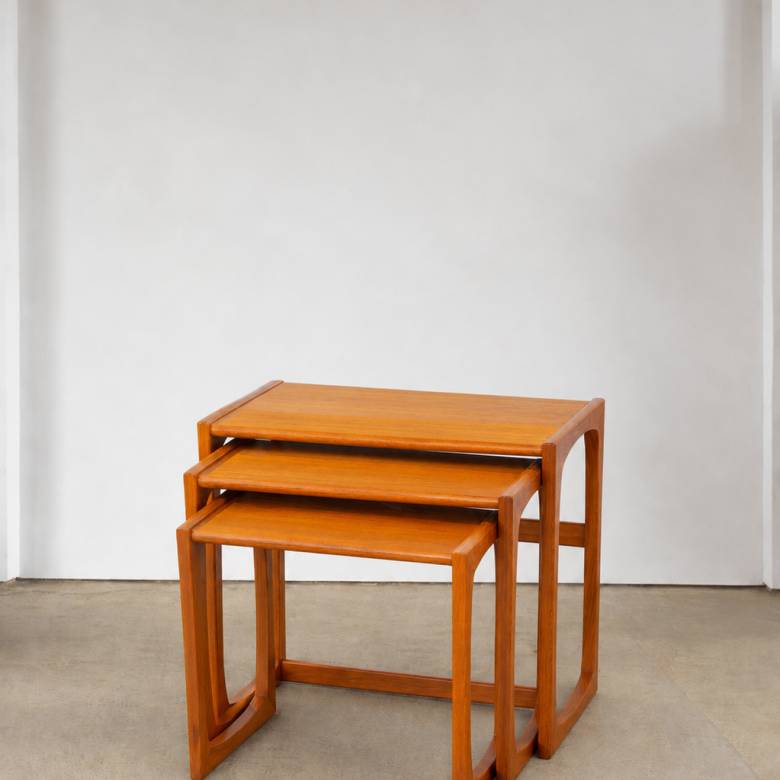 Vintage 1960s G Plan Quadrille Nest Of 3 Teak Side Tables