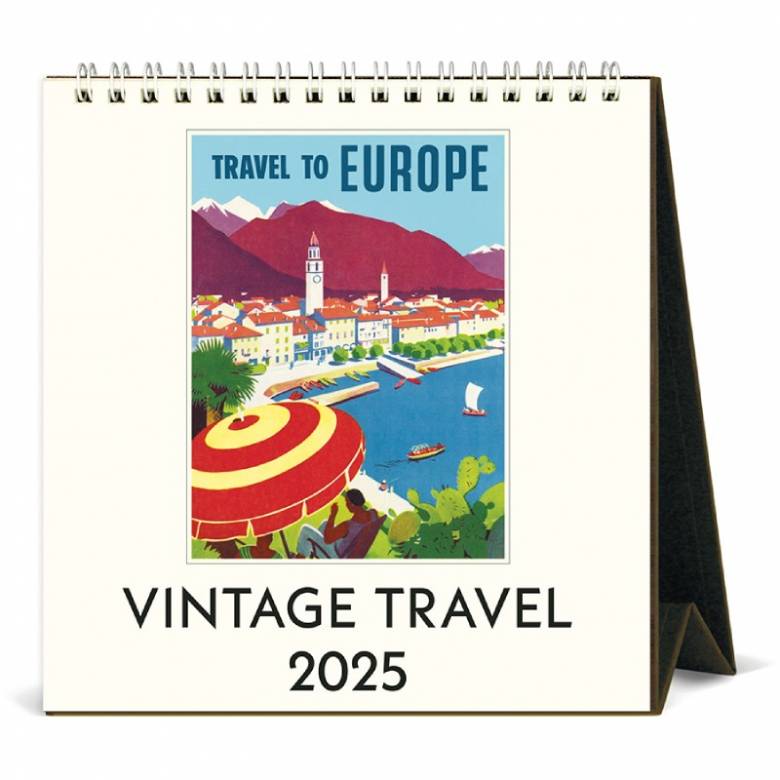 Vintage Travel Desktop Calendar by Cavallini 2025