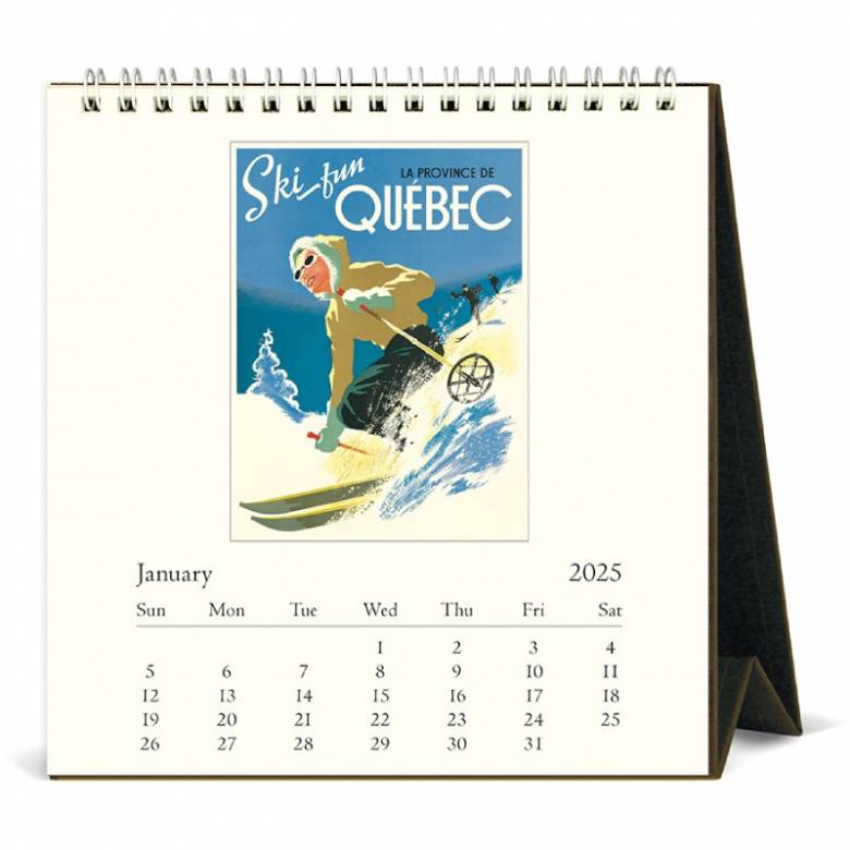 Vintage Travel Desktop Calendar by Cavallini 2025