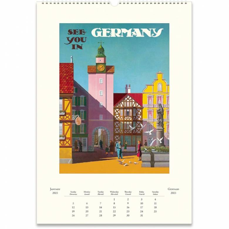 Vintage Travel Wall Calendar By Cavallini 2025