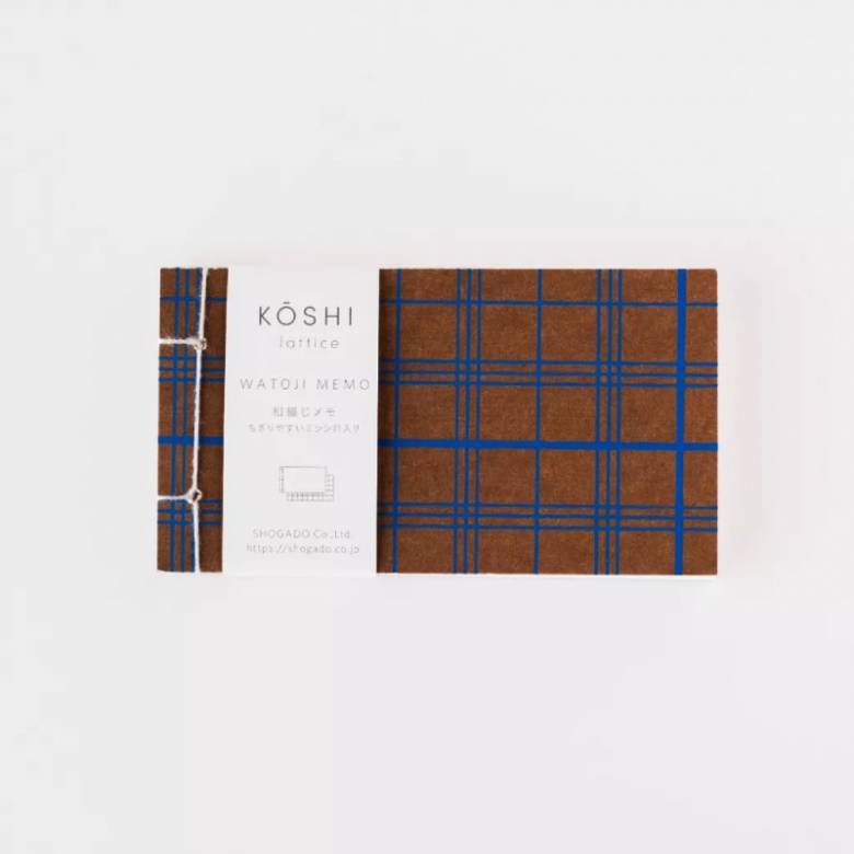 Watoji Koshi Mini Memo Pad In Blue & Brown