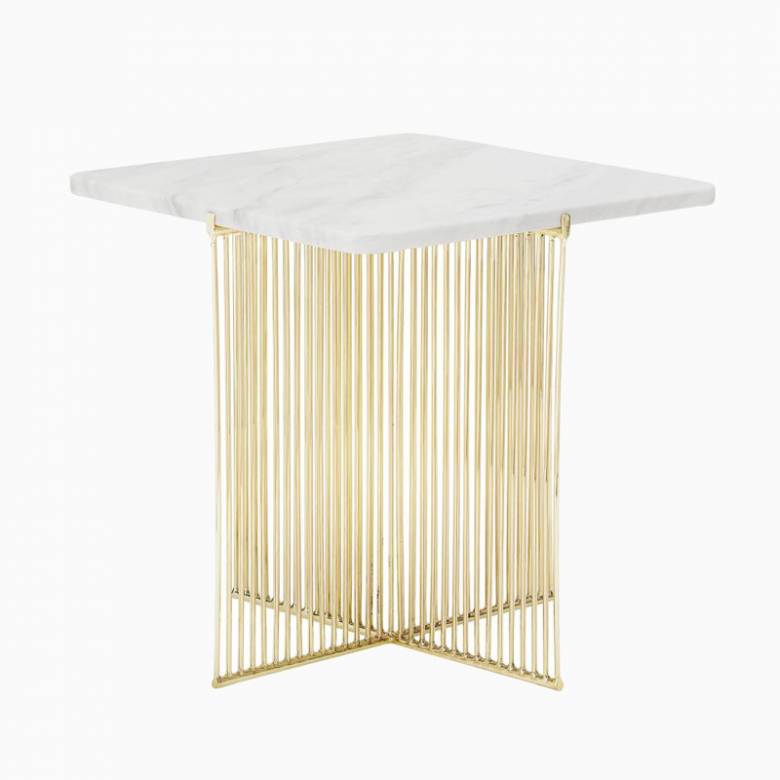 Square White Marble Side Table Gold Base | Delivery Surcharge
