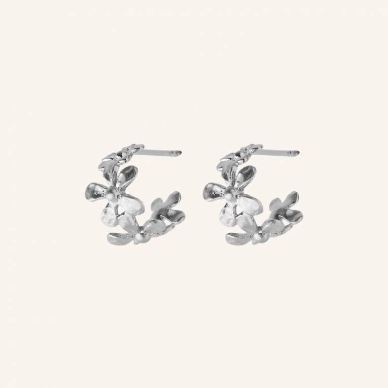 Wild Poppy Hoop Earrings In Silver By Pernille Corydon