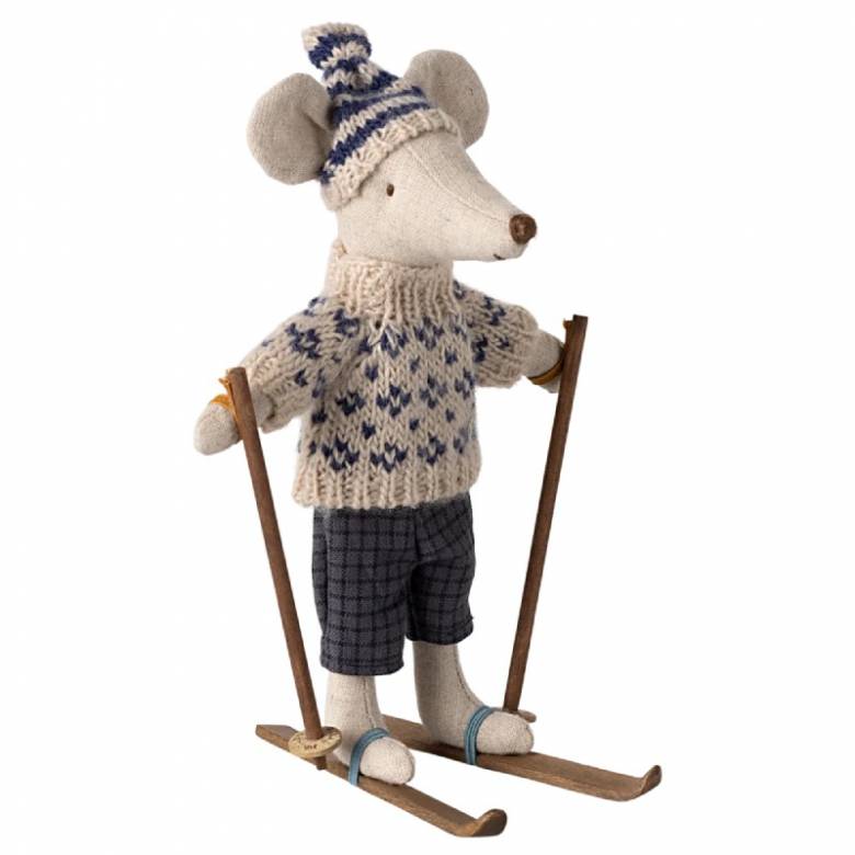 Winter Dad Mouse In Blue With Skis By Maileg 3+