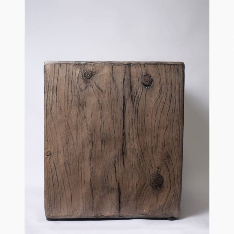 Wood Effect Cube Stool Side Table H:43cm