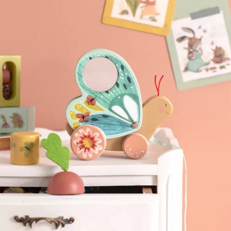 Wooden Butterfly Pull Along Toy By Moulin Roty 1+