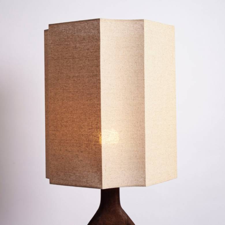 Wooden Floor Lamp With Octagonal Linen Shade