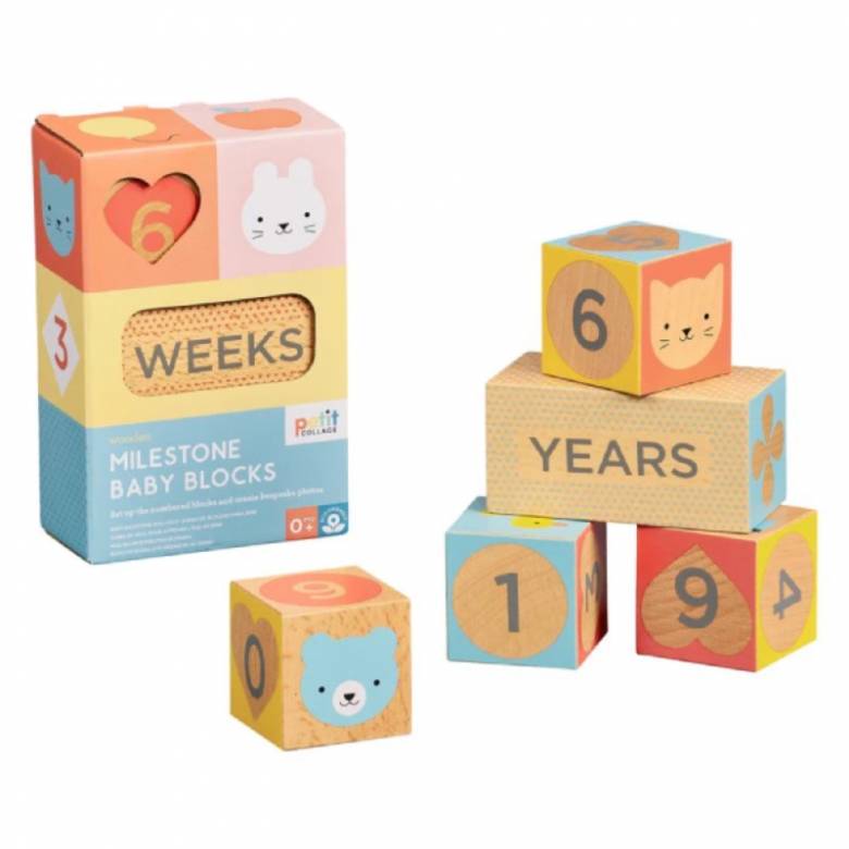 Wooden Milestone Baby Blocks 0+