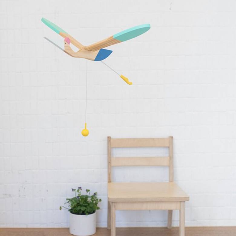 Wooden Mini Bird Moving Mobile By Eguchi
