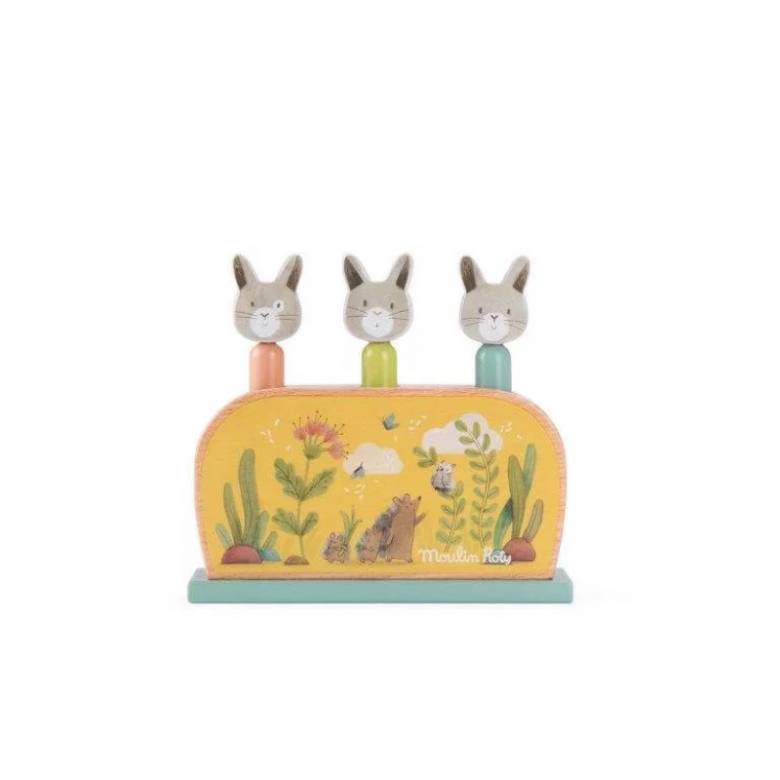 Wooden Pop Up Toy Trois Petit Lapins By Moulin Roty 1+