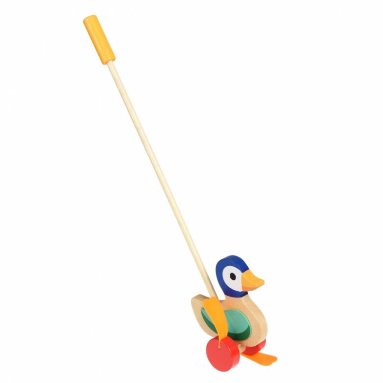 Wooden Push Along Flapping Duck Toy 3+