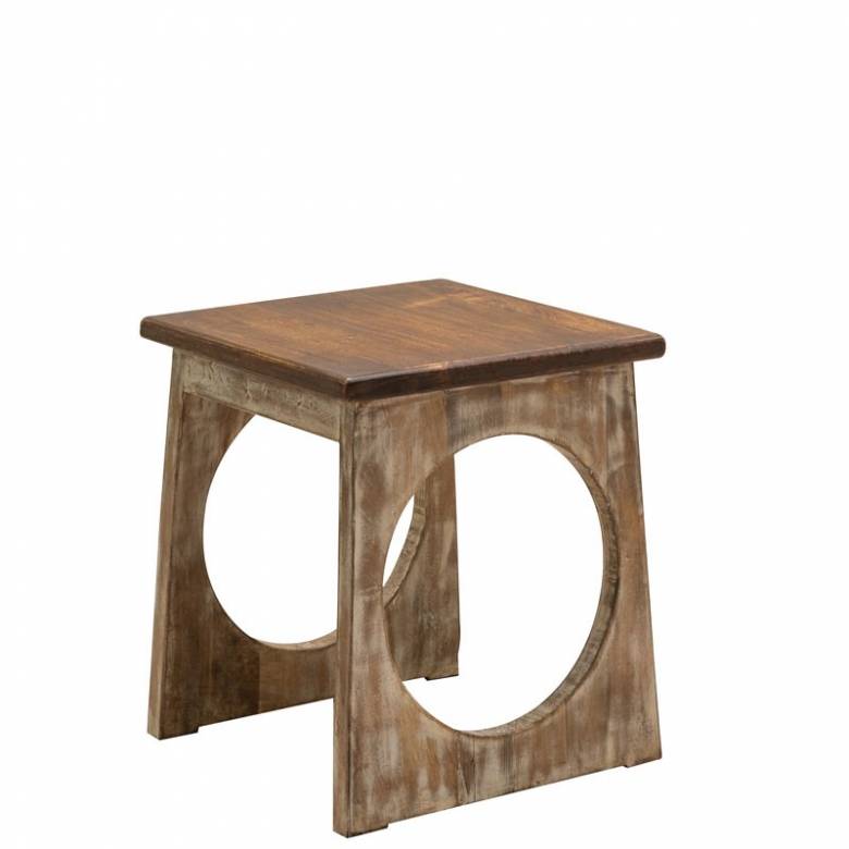 Wooden Side Table With Circular Cut Out H:46cm