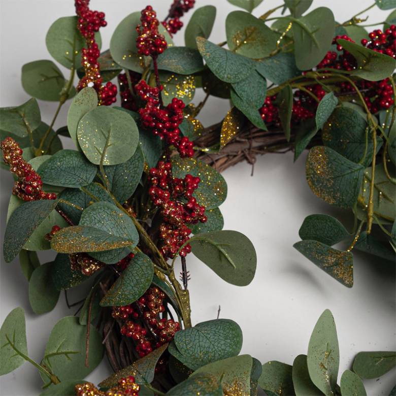 Glittered Eucalyptus & Berries Christmas Wreath