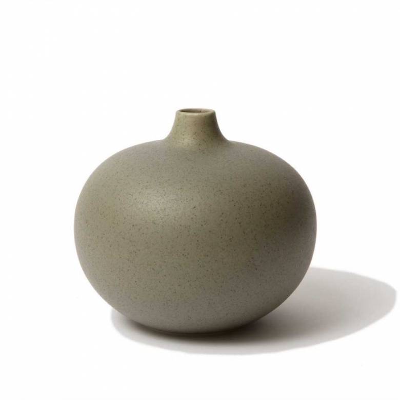 XL Round Bari Vase In Matte Green H:15cm Lindform