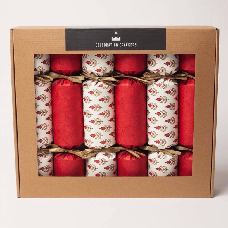 Box Of 6 Handmade Christmas Crackers - Crimson Botanical