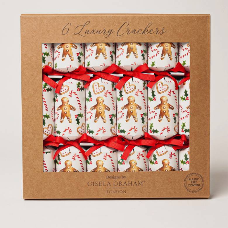 Box Of 6 Christmas Crackers - Gingerbread Man