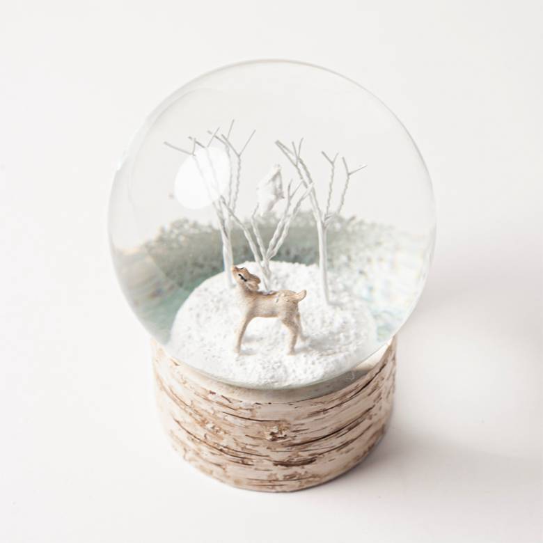 White Deer In The Woods Snow Globe