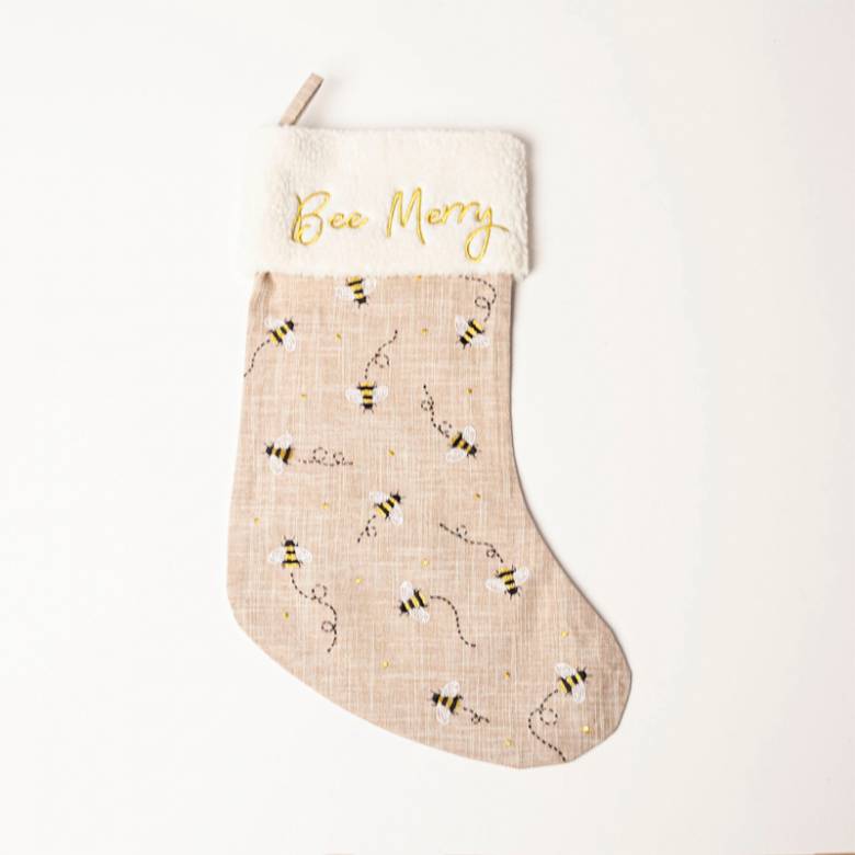 Bee Merry - Embroidered Christmas Stocking