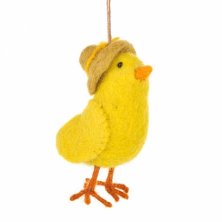 Yellow Chirpy Chick - Handmade Felt Hanging Decoration