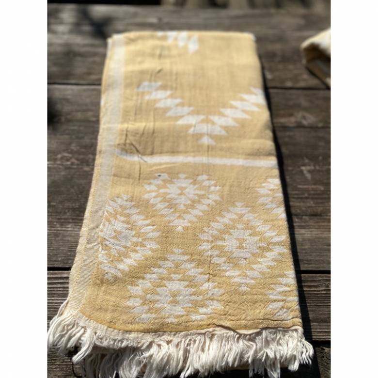 Yellow Tiles Cotton Turkish Towel 95x180cm